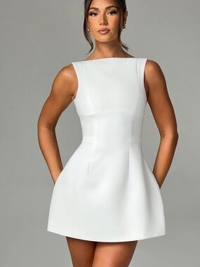 White Grad Dress, Fit-and-Flare Mini